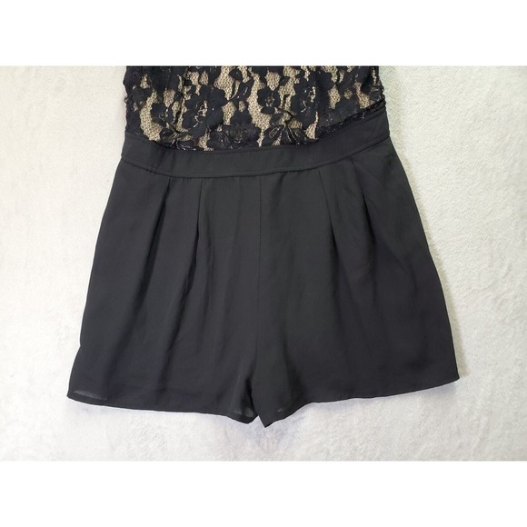 Meraki Romper Women Size XL Black Floral Lace Lined Nylon Round Neck Back Zipper - Picture 3 of 9